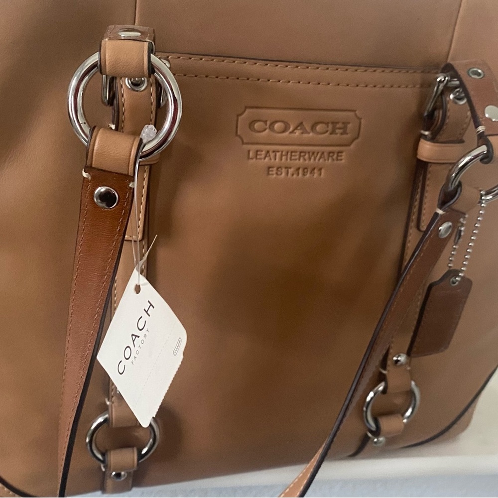 NWT Coach Tan Purse Book Bag Or Laptop Carrier